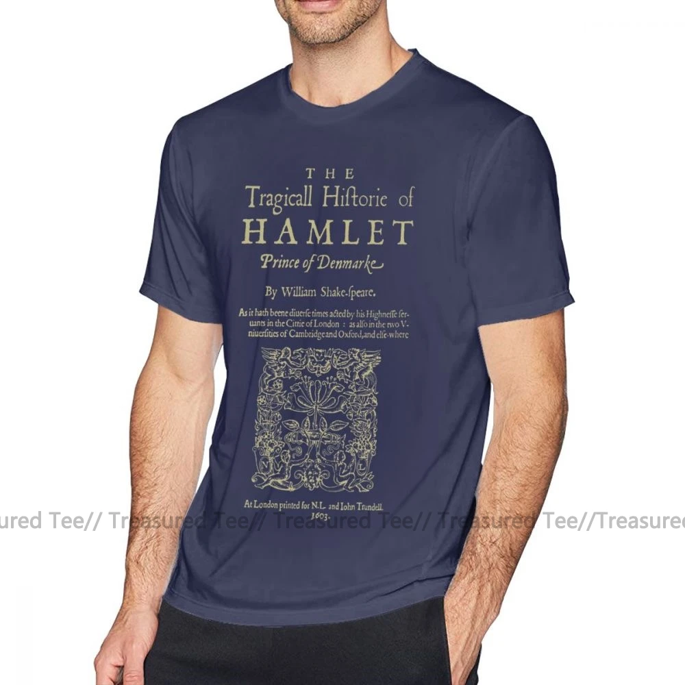 Гамлет, футболка, Шекспир, Гамлет, темная одежда, версия, футболка, повседневная мужская футболка, короткий рукав, 5x, Милая футболка из 100 хлопка - Цвет: Navy Blue