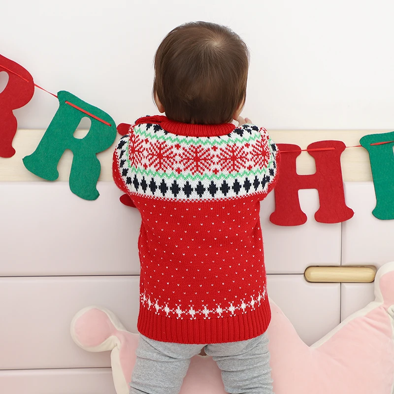 Christmas Baby Sweater Cute Dinosaur Newborn Girl Boy Top Long Sleeve Winter Toddler Infant Xmas Clothes Knit Snowflake Pullover