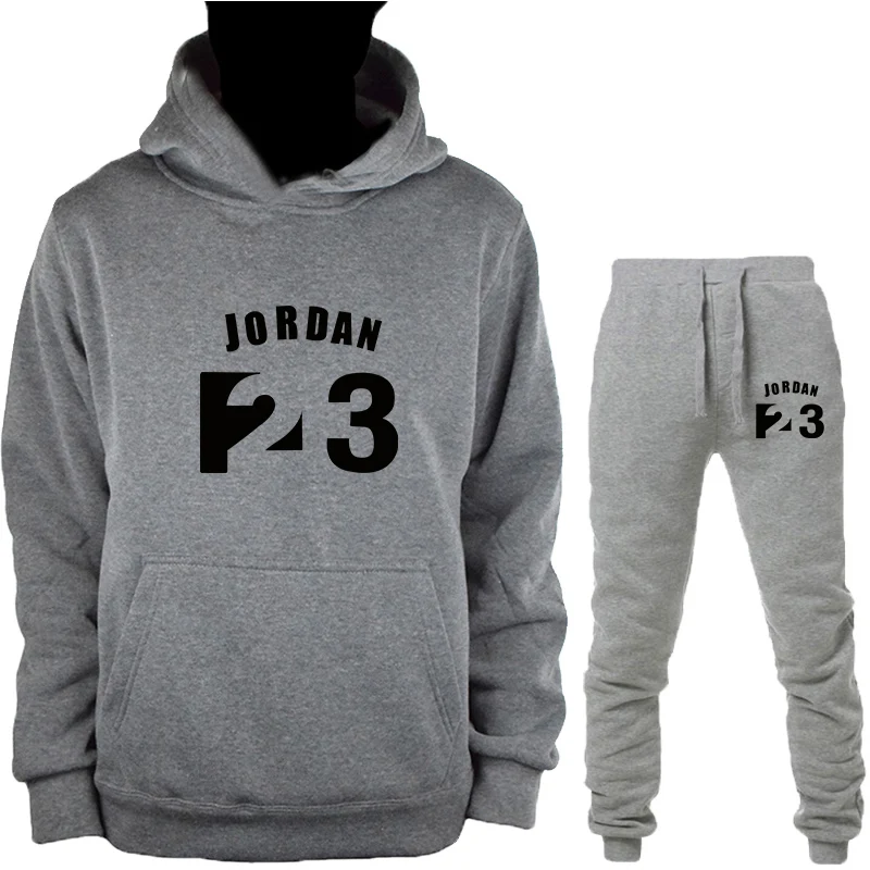 Новинка, модный брендовый спортивный костюм JORDAN 23, мужская спортивная одежда, комплект из двух предметов, хлопковая флисовая плотная толстовка с капюшоном+ штаны, спортивный костюм для мужчин s