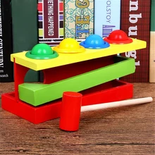 Baby Toys Ball-Box Hand-Hammering Wooden Educational Early-Learning Matching-Color Interactive-Toys