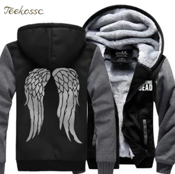 

The Walking Dead Sweatshirts Hoodie Men 2018 Winter Warm Fleece Thick Zipper Streesweat Mens Hoodies Hip Hop Coat Wings Jackets