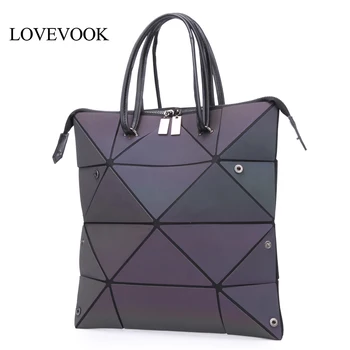 

LOVEVOOK women handbags luxury shoulder bags designer 2020 foldable Totes with top-handle large capacity geometric luminous bag