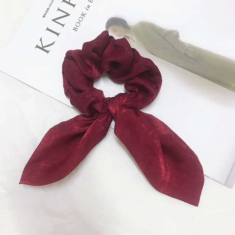 Claret Женские шифоновые резинки для волос, резинки для волос, модный галстук, бант, держатель для волос, лента для девочек, аксессуары для волос, головные уборы, ювелирные изделия - Цвет: Claret