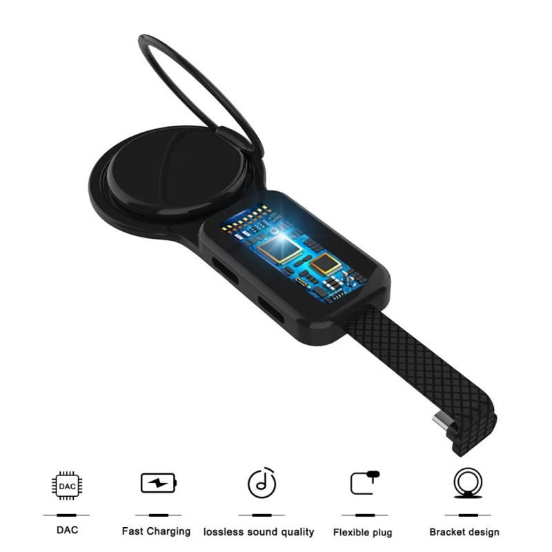 

Finger Ring Adapter Holder 360 Degree Rotatable Type-C Digital Analogue Audio Charging Converter Connector Phone Bracket