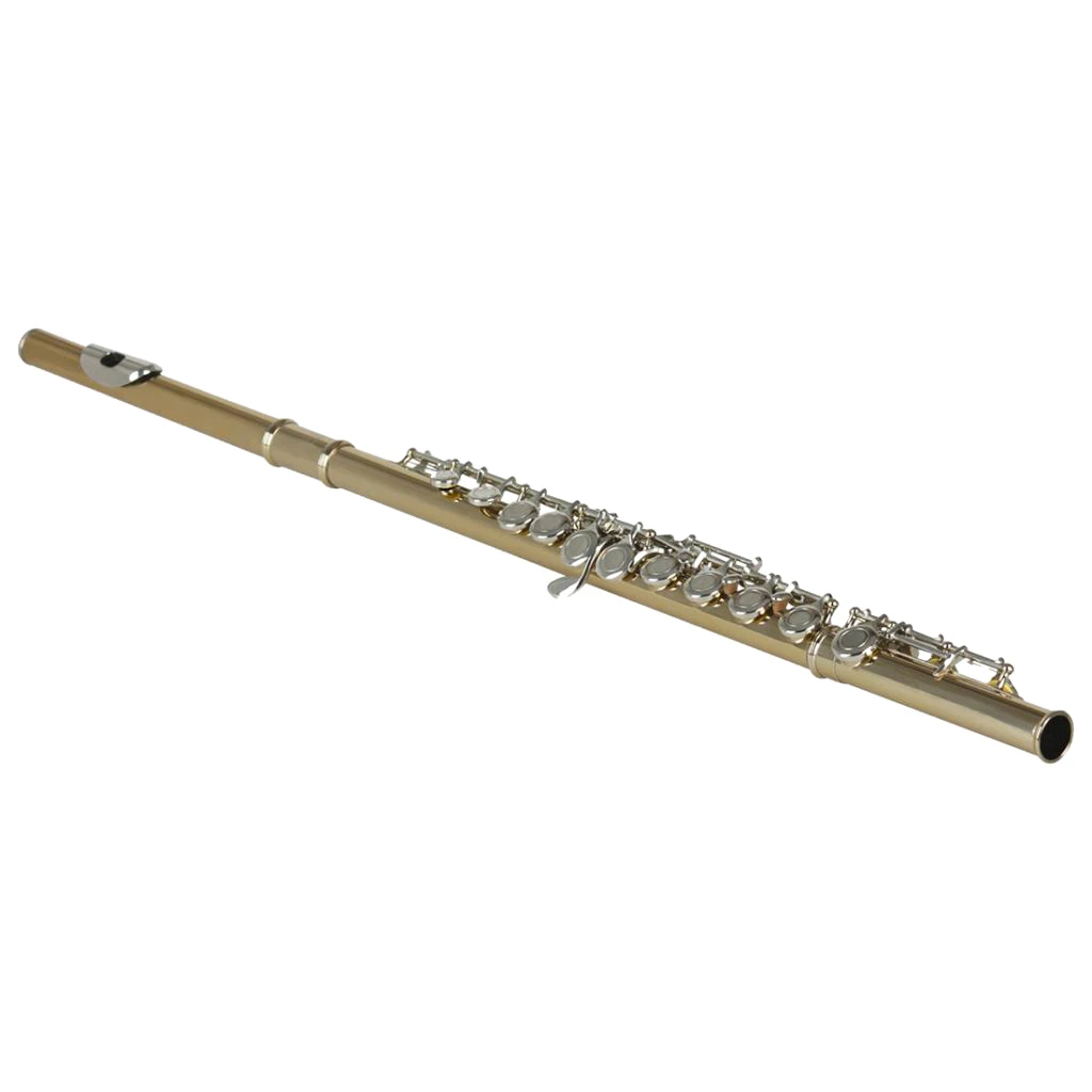 

1PC 17 Sliver Keys C Flute for Band Performance with Case Bag Golden