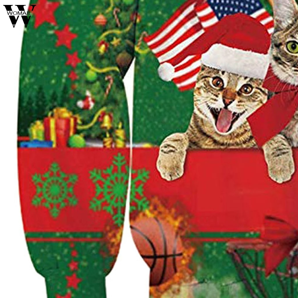 Womail Sweatshirts Casual Funny Christmas 3D Cat Printed Pullover sweatshirts Fashion Long Sleeve O-Neck women Sweatshirt