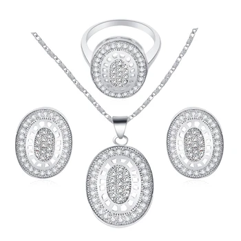 

Glittering White Zircon Silver filled Fashion jewelry AAA zircon Jewelry Sets Earrings Necklace rings sz #6 #7 #8 #9 JS552