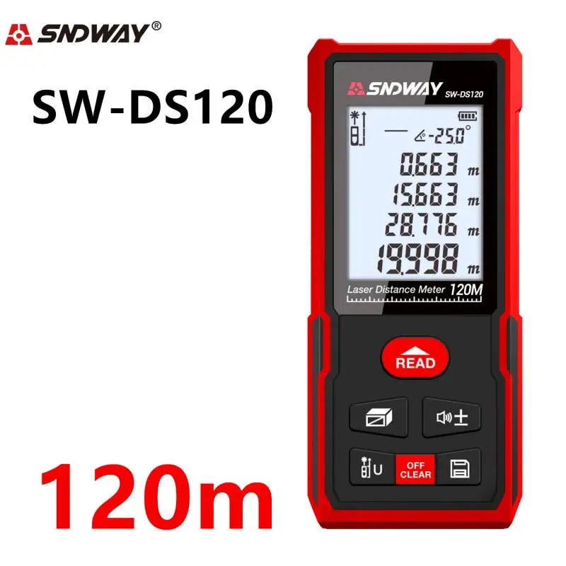 Лазерный дальномер Sndway 50 м 70 100 120 Электронная рулетка цифровая лазерная