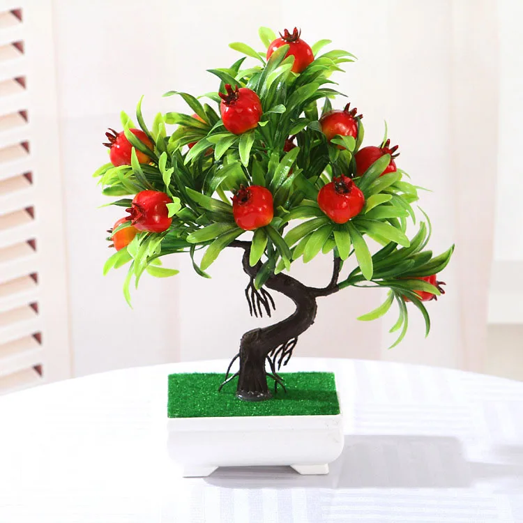 Simulation Fake Potted Bonsai Tree Artificial Fruit Desk Ornament Home Decor Lot