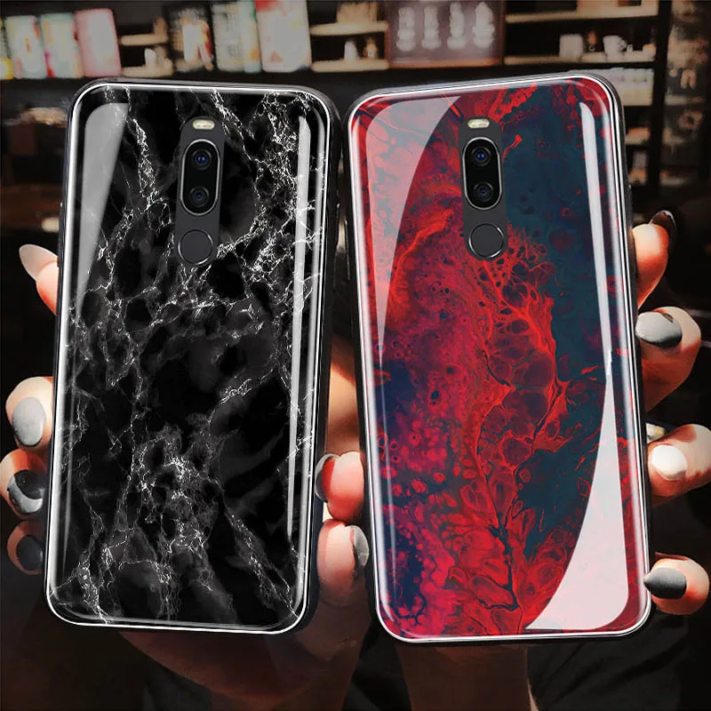 

For Meizu X8 Case Tempered Glass Hard Back Cover For Meizu X8 X 8 Phone Cases Soft Bumper for Meizux8 Coque Protective Fundas