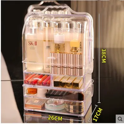 Креативный прозрачный косметический Органайзер, коробка для хранения косметики, переносной настольный органайзер, ящики для хранения, водонепроницаемый косметический ящик - Цвет: 5