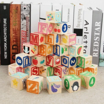 

Baby Kids Wooden Blocks Montessori Alphabet Letters Digital Wooden ABC 6 SIDE Cube Blocks 26PCS Early Learning Educational Toys