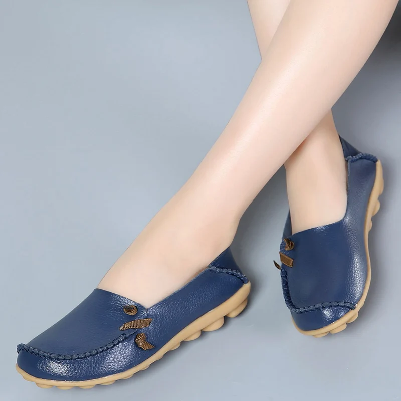 Женские мокасины из натуральной кожи FEVRAL мягкие на плоской подошве повседневная