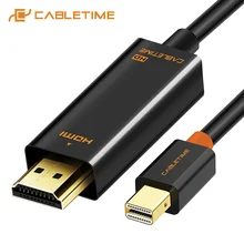 CABLETIME Mini Displayport  to HDMI Cable 1.2 DP Thunderbolt to HDMI Cable Adapter HDMI DisplayPort Cable 1080P for TV C054