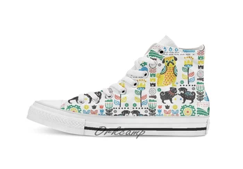 

Scandinavian Pugs Custom Casual High Top lace-up Canvas shoes sneakers Drop shipping