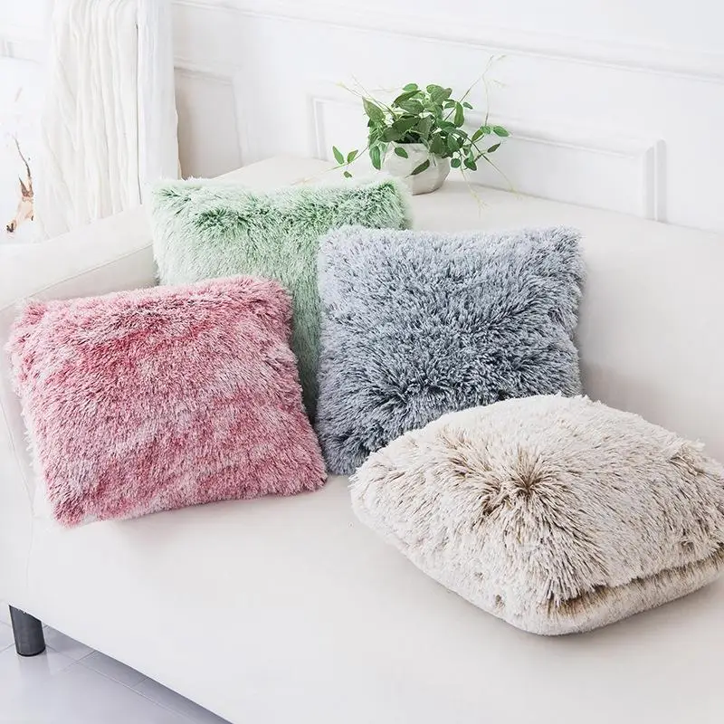 Fluffy Throw Pillowcase Soft Faux Fur Cushion Cover Plush Home Decor 43x43cm 