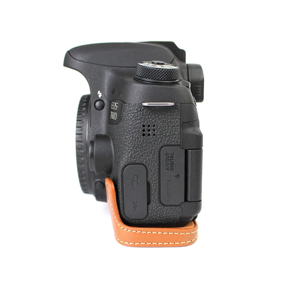 Чехол для камеры из натуральной кожи для Canon 760D половинный чехол Нижняя сумка комплект корпуса Крышка с батарейным отсеком непосредственно из натуральной кожи