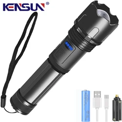 Lampe de poche à lumière LED, XML T6, très haute luminosité, torche Portable d'extérieur, résistante à l'eau, Zoomable 
