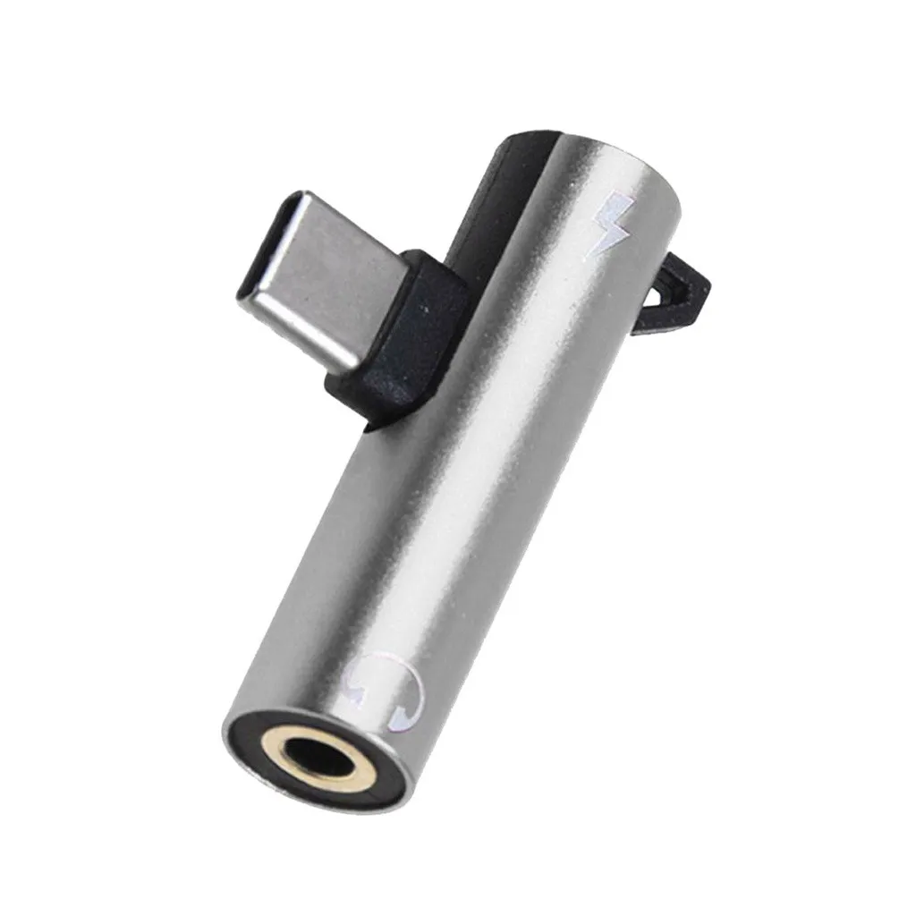 Адаптер для зарядки и наушников 2 в 1 с разъемом типа C на головку 3 5 мм Aux Audio USB