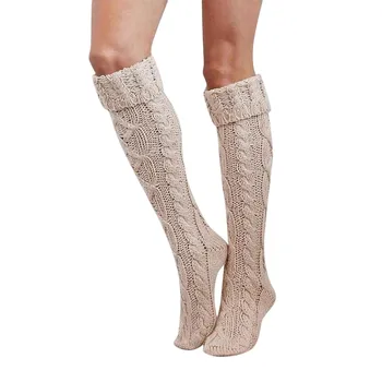 

Women Over Knee Wool Knit Long Stocking Winter Thigh-highs Warm New Christmas Stockings Winter Warm Stockings #xsw