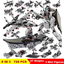 

728 PCS Fighter Deformation Robot & Warship Children Building Blocks Set Mini Figures Toys Brick For Boys Educational Toys