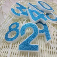 Свечи для торта «Happy Birtday» с цифрами 0, 1, 2, 3, 4, 5, 6, 7, 8, 9 синих цветов, свечи для маленьких девочек и мальчиков на день рождения, декоративные принадлежности