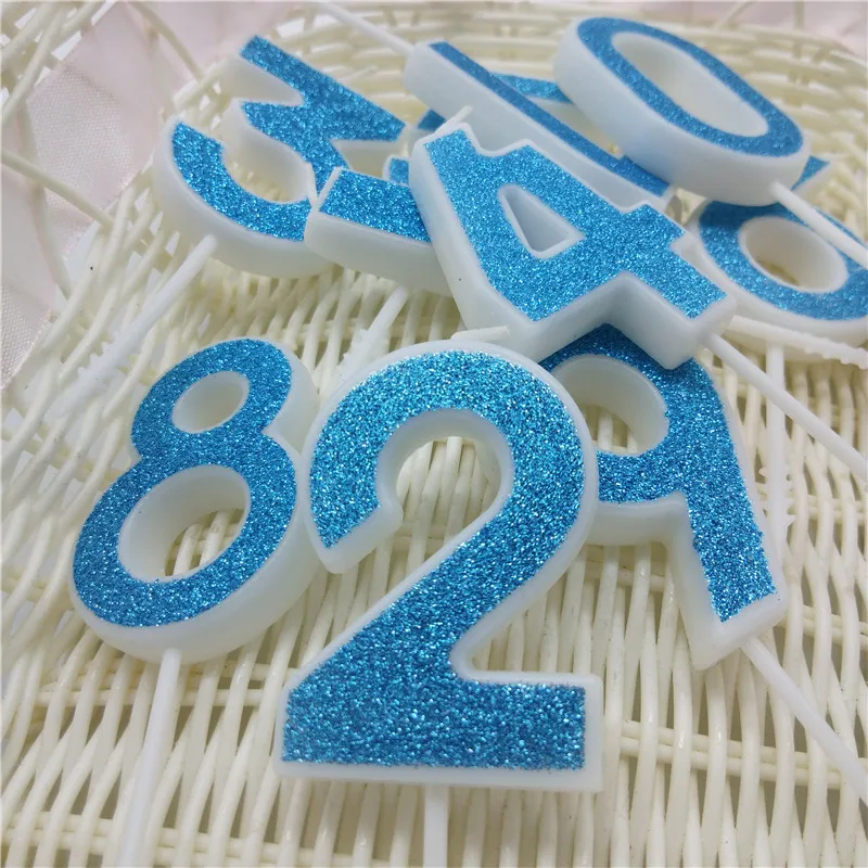 Свечи для торта Happy Birtday с цифрами 0 1 2 3 4 5 6 7 8 9 голубые свечи детей девочек