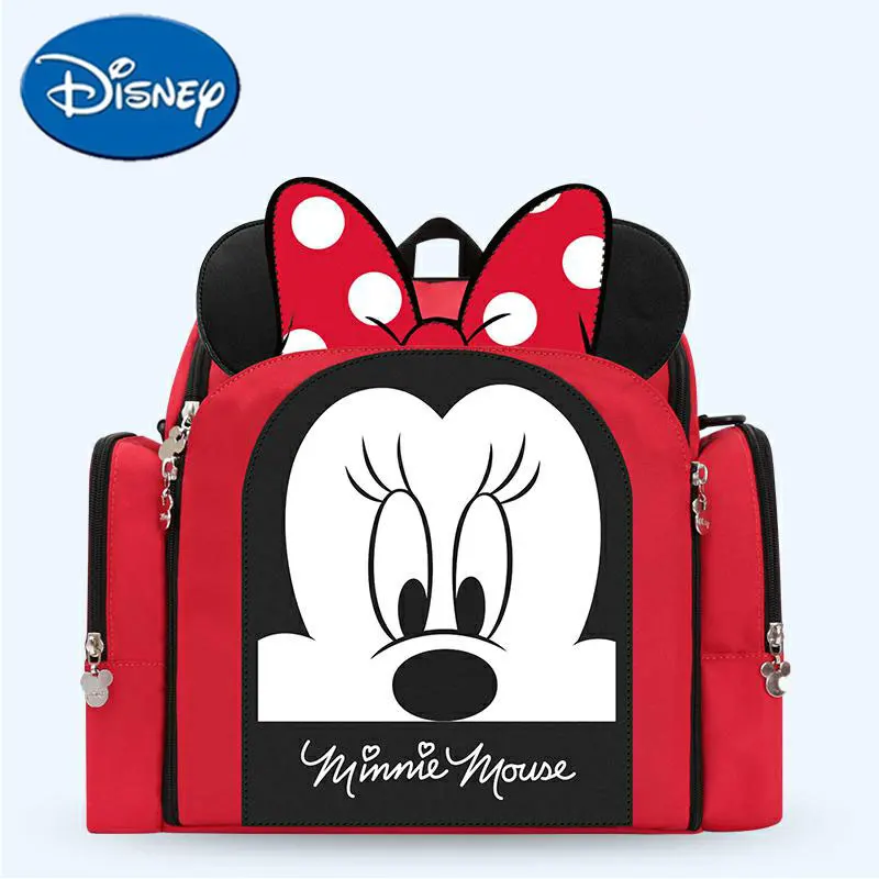 

Disney Diaper Bag Chair Multifunctional Fashionable Bag USB Bottle Insulation Bags Minnie Mickey Backpack Big Capacity Bag