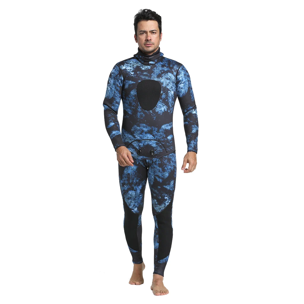 Mens Camo 3mm Neoprene Two-Piece Wetsuits Scuba Dive Surf Spearfishing Water Sports Wetsuit 