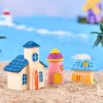 

3Pcs Mini House Church Figurines DIY Doll House Bonsai Fairy Garden Accessory