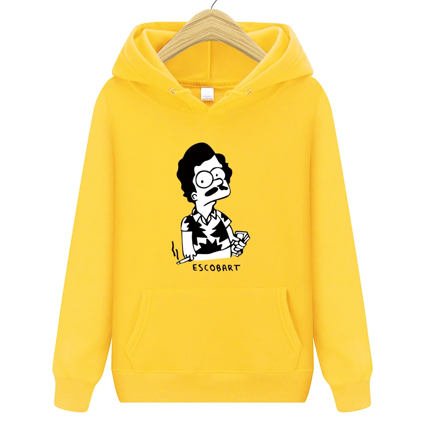 Hoodies ESCOBART Simpson Mens Hoodie Women Sweatshirts Oversized black Autumn Winter Hip Hop Men Hoodies Sweatshirt
