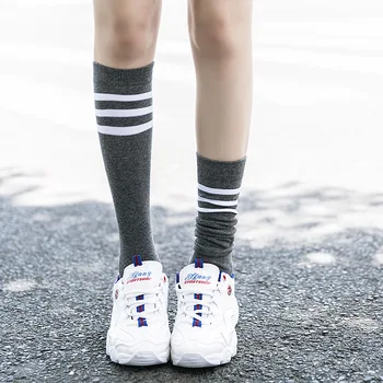 

2020 Women Stockings Warm Thigh High Socks For Ladies Girls New Fashion Striped Knee Socks Harajuku cotton ladies носки