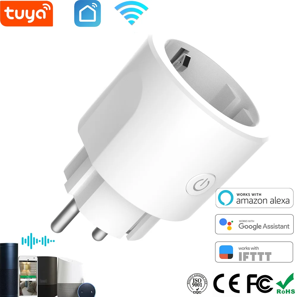 

EU Smart Plug Outlet WIFI Wireless Power Socket Tuya App Remote Control Voice Control Alexa Google Home No Hub Required