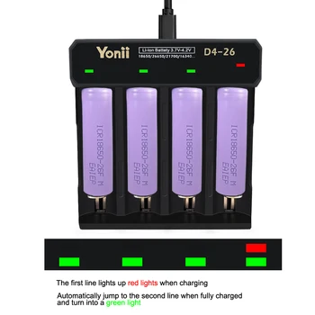 

yonii 18650 battery charger for 3.7v lithium battery 4 slots charger with LED display for 18700,18650,18500