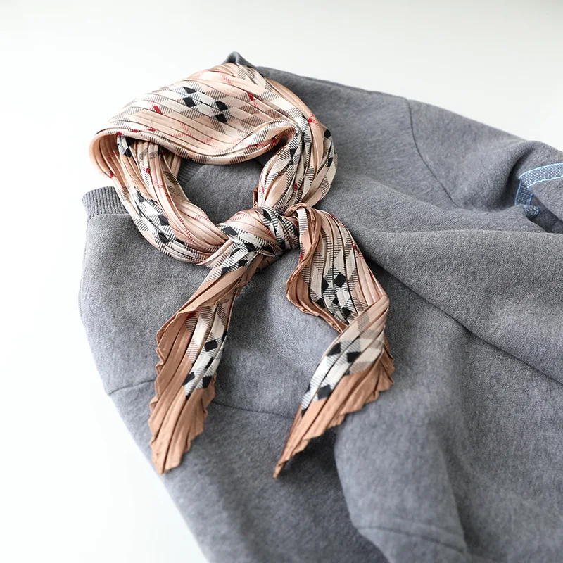 Luxury Silk Pleated Scarf - Womens Hair  Neck Accessory