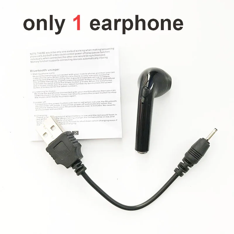 i7 single ear black I14 i12 TWS наушники Bluetooth i7s i11 TWS беспроводные гарнитуры для iphone xiaomi huawei samsung galaxy Наушники Android для i30 - Цвет: i7 single ear black