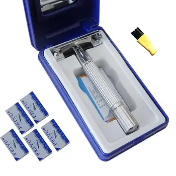 

1 Set Razor Manual Metal Super Sharp Long Handle Portable Shaver Beard Razor Shaving Razor for Male