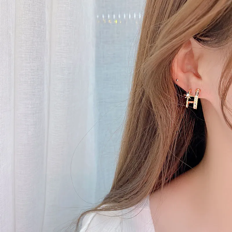 All-Match 14k Real Gold Star Earrings Fashion Popular Temperament Flash Exquisite Luxury Jewelry Shine Daily Minimalist Earrings - Image 3