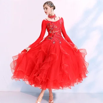 

Rhinestone Ballroom Dance Competition Dresses Women Standard Dance Stage Dresses Ladies Waltz Tango Performance Clothing DC4389