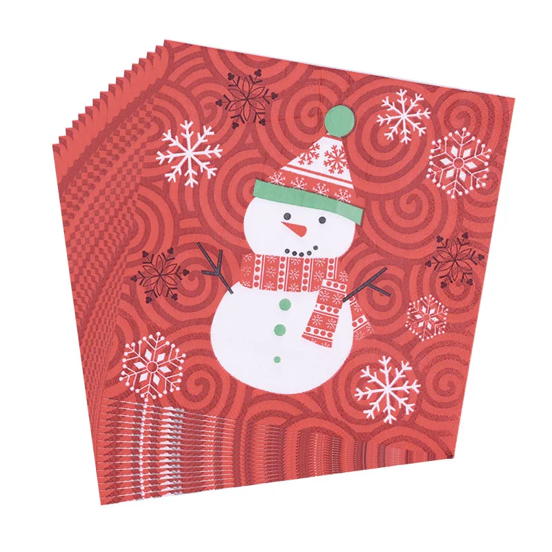 20pcs Napkins 9 20 шт./лот, милые Рождественские цветные бумажные салфетки с рисунком, товары для рождественской вечеринки, декоративная ткань, Рождественский Декор для обеденного стола - Цвет: 20pcs Napkins 9