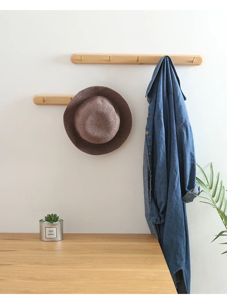 Wooden Hat Hook 2pcs Creative Wooden Hanger Coat Hook Wall Mounted Hook Simple Hat Hanger