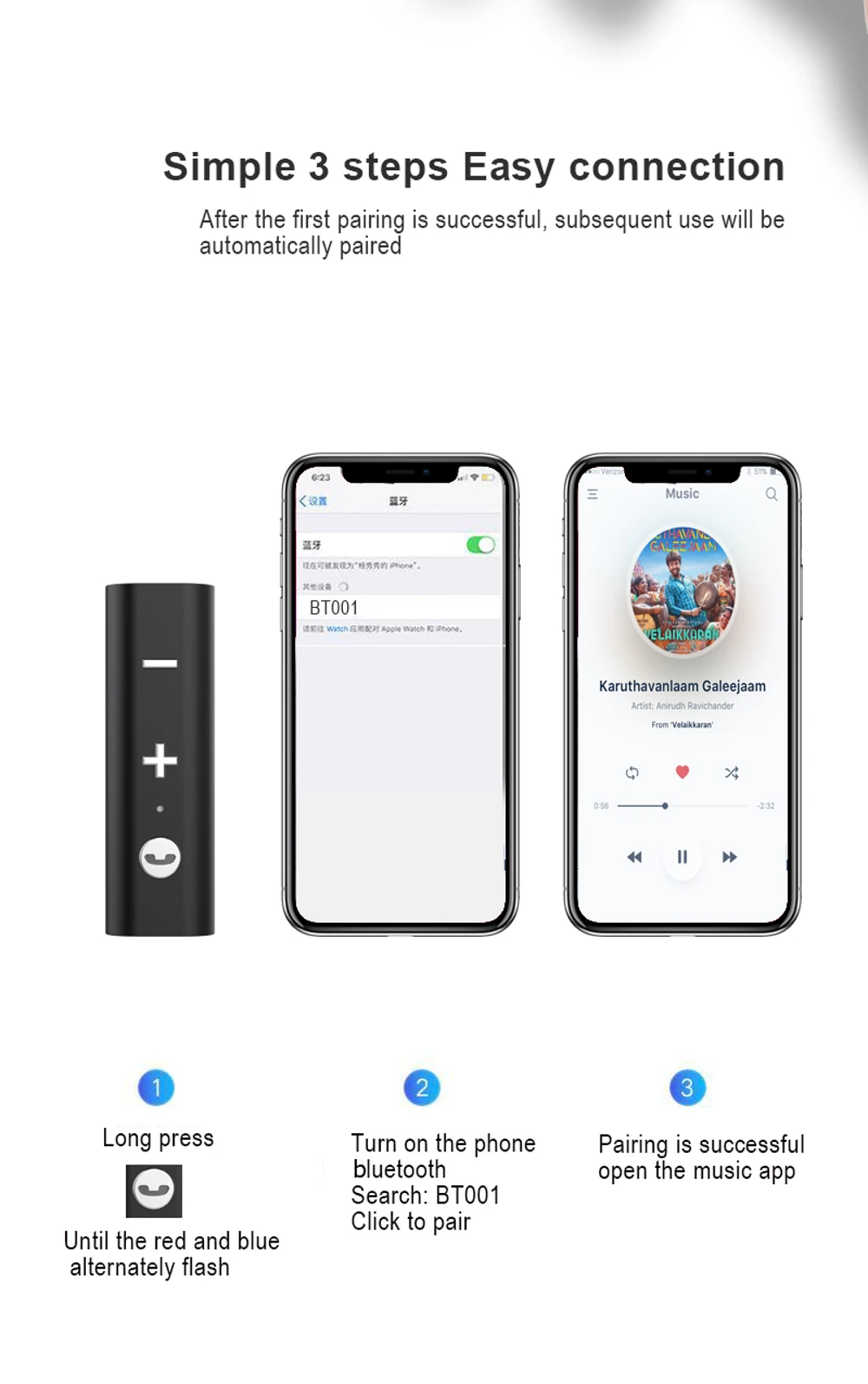AUDEW BT001 bluetooth 5,0 2-в-1 аудио приемник адаптер стерео Динамик Hands-free 3,5 мм AUX для автомобиля bluetooth автомобильный набор, свободные руки