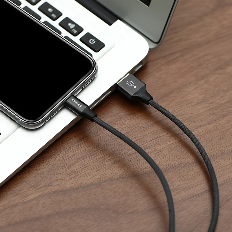 Baseus usb-кабель для iPhone X, 8, 7 Plus, кабель для быстрой зарядки, usb-кабель для мобильного телефона, кабель для передачи данных для iPhone 5, 6, 6 S, iPad, usb-кабель для зарядки