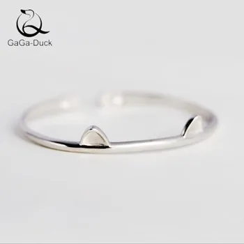 

New Simple Fashion Jewelry Cute Animal 925 Sterling Silver Bangles Creative Kitty Cat Adjustable Women Beautiful Bracelet B5