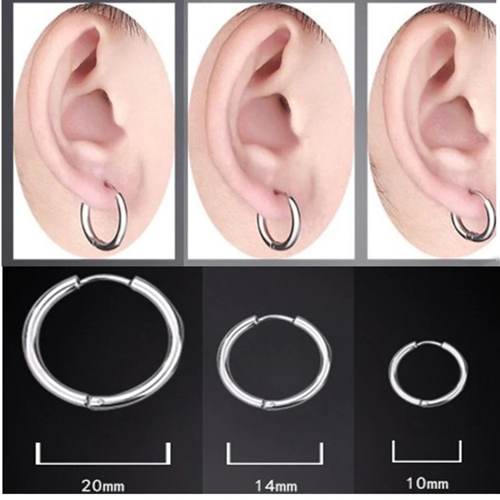 LUTAKU Classic Small Hoop Earrings Smooth Circle Round Men High Polish Stainless Steel Jewelry Women Hopp | Украшения и