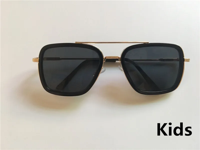 Kids Gold Frame C2 Детские солнцезащитные очки Lentes Tony Stark, винтажные очки «Железный человек» для детей 6-14 лет, солнцезащитные очки для мальчиков и девочек, Gafas oculos - Цвет линз: Kids Gold Frame C2