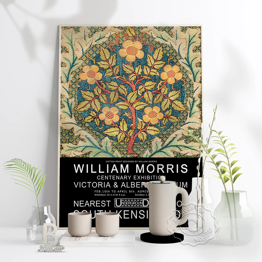 

Britain William Morris The Victoria And Albert Museum Exhibition Posters Vintage Floral Wall Art Pictures Home Living Room Decor