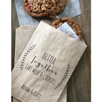 

Custom Wedding Cookie Bags - Candy Buffet Sacks - Wedding Favors - Recycled Kraft Paper - Personalized Printed -Take Home Bags