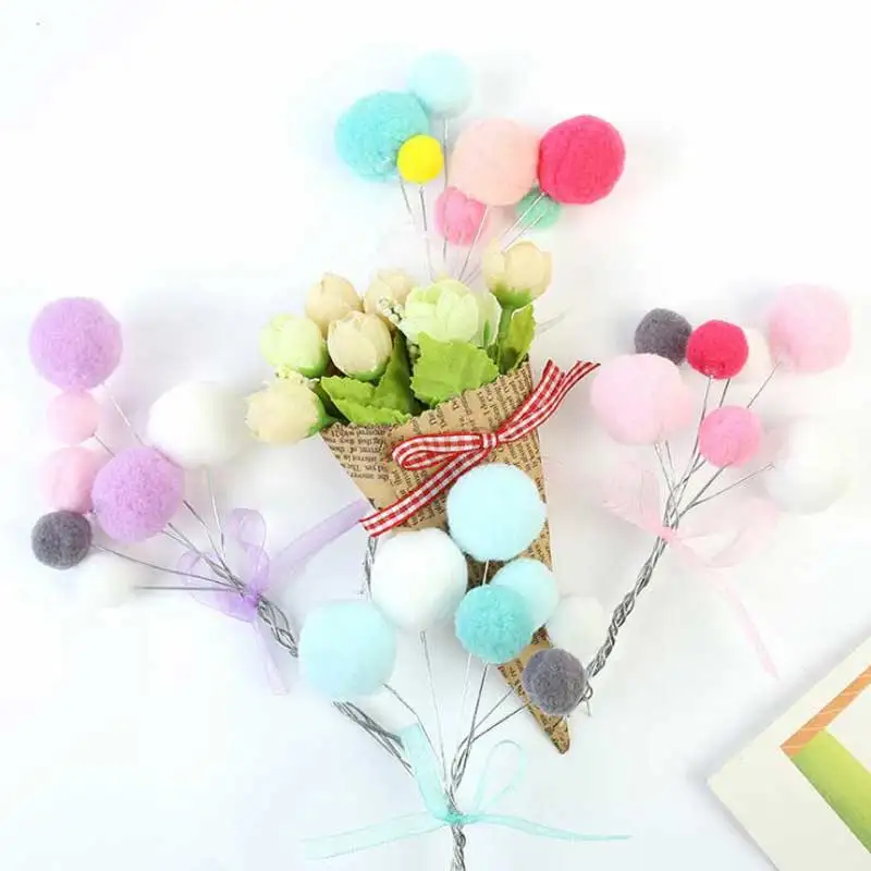 

Multicolor Cupcake Cake Topper Fur Plush Ball Cake Flags Stick For Wedding Kids Birthday Party Baking Decoration Supplies
