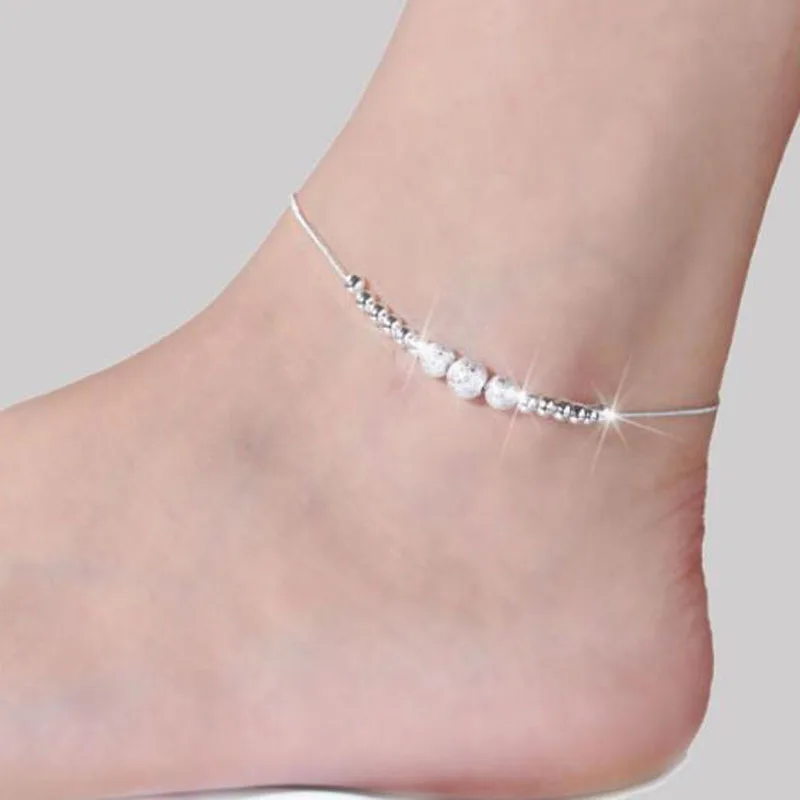 Новая линия цепочка из змеиных костей ножной браслет Мода 925 Серебряный Матовый круглый браслет из бисера, предназначен для женских ювелирных изделий подарки J024